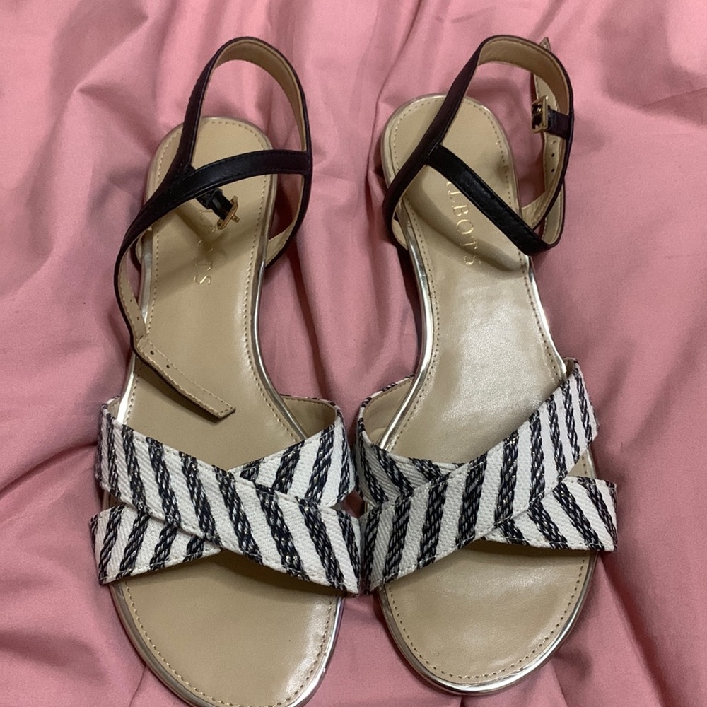 Talbots white and black striped sandals